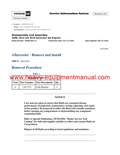 DOWNLOAD CATERPILLAR 3512 GENERATOR SET SERVICE REPAIR MANUAL JM2