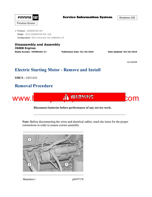 DOWNLOAD CATERPILLAR 3512 GENERATOR SET SERVICE REPAIR MANUAL LDB