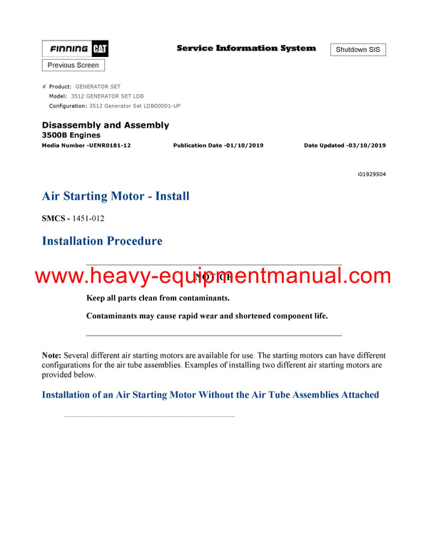 DOWNLOAD CATERPILLAR 3512 GENERATOR SET SERVICE REPAIR MANUAL LDB