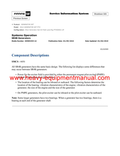 DOWNLOAD CATERPILLAR 3512 GENERATOR SET SERVICE REPAIR MANUAL PTH