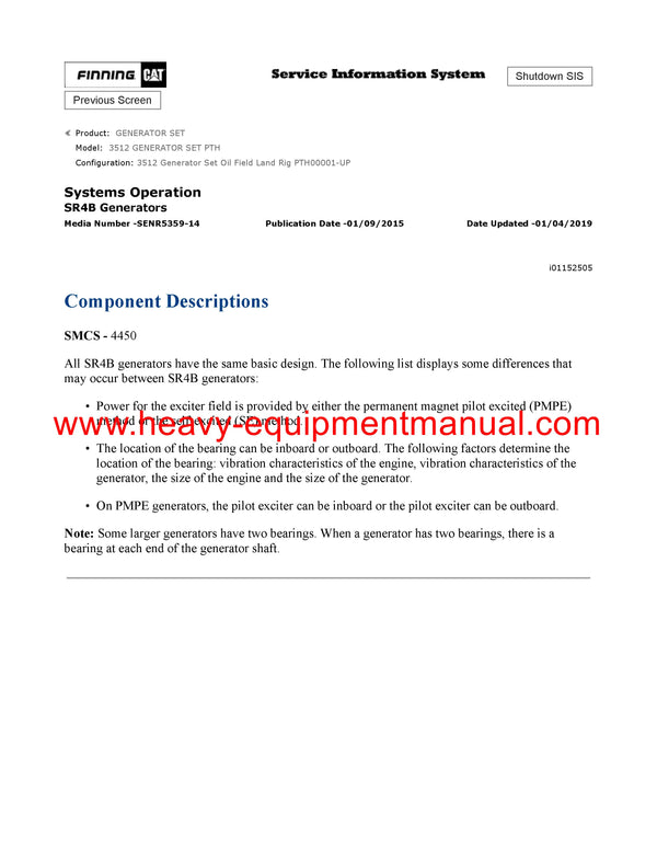 DOWNLOAD CATERPILLAR 3512 GENERATOR SET SERVICE REPAIR MANUAL PTH