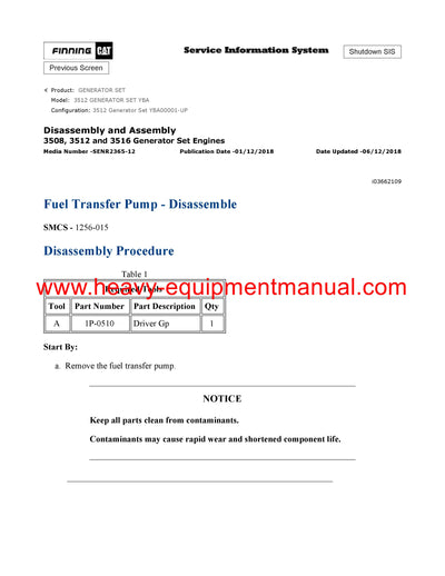 DOWNLOAD CATERPILLAR 3512 GENERATOR SET SERVICE REPAIR MANUAL YBA