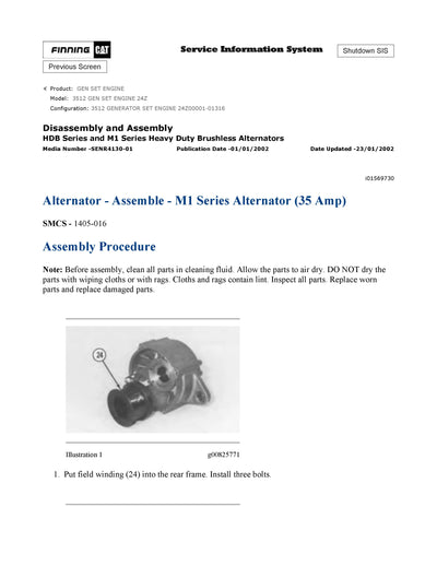DOWNLOAD CATERPILLAR 3512 GEN SET ENGINE SERVICE REPAIR MANUAL 24Z