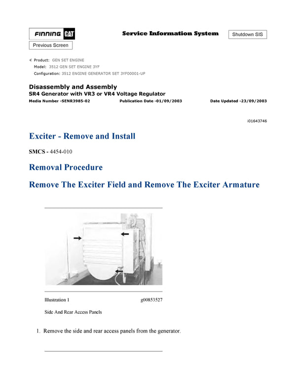 DOWNLOAD CATERPILLAR 3512 GEN SET ENGINE SERVICE REPAIR MANUAL 3YF