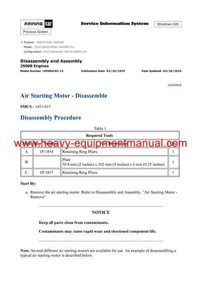 DOWNLOAD CATERPILLAR 3512 INDUSTRIAL ENGINE SERVICE REPAIR MANUAL PLJ