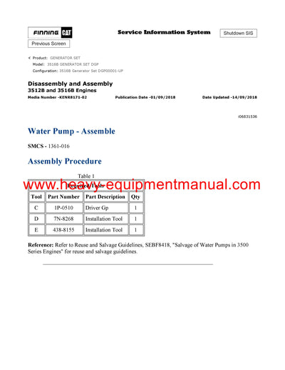 DOWNLOAD CATERPILLAR 3516B GENERATOR SET SERVICE REPAIR MANUAL DGP