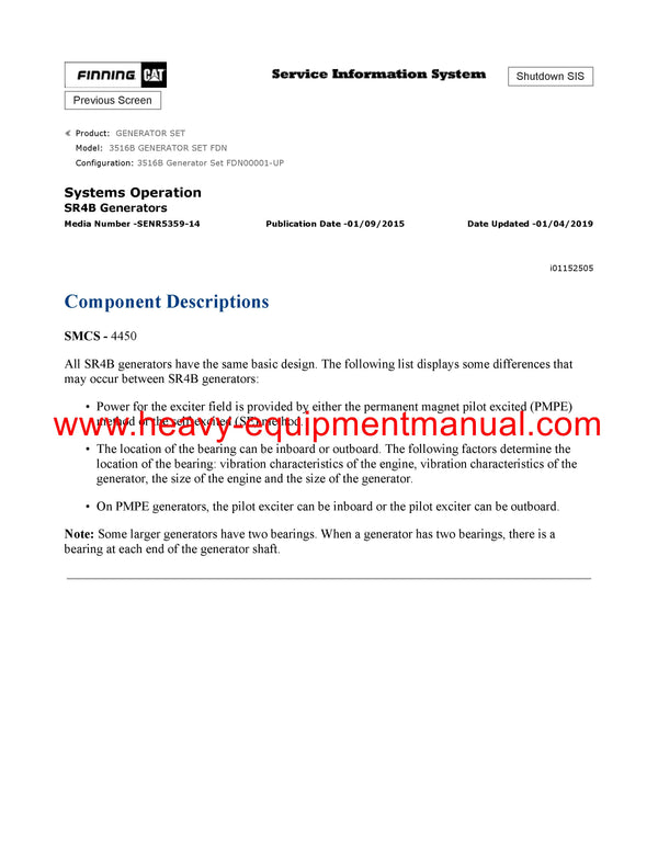 DOWNLOAD CATERPILLAR 3516B GENERATOR SET SERVICE REPAIR MANUAL FDN