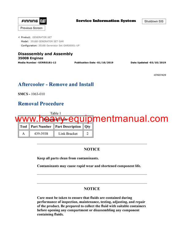 DOWNLOAD CATERPILLAR 3516B GENERATOR SET SERVICE REPAIR MANUAL GAR