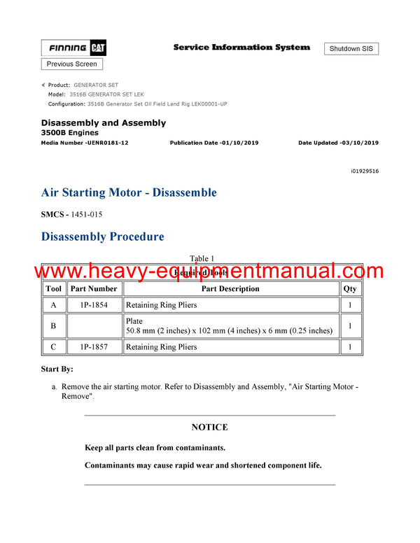 DOWNLOAD CATERPILLAR 3516B GENERATOR SET SERVICE REPAIR MANUAL LEK