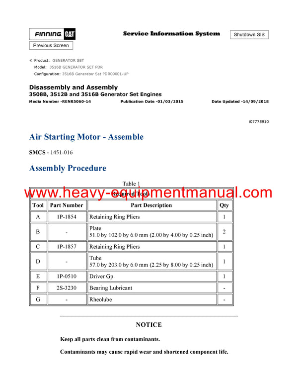 DOWNLOAD CATERPILLAR 3516B GENERATOR SET SERVICE REPAIR MANUAL PDR