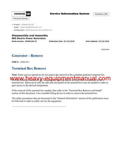 DOWNLOAD CATERPILLAR 3516B GENERATOR SET SERVICE REPAIR MANUAL YAT