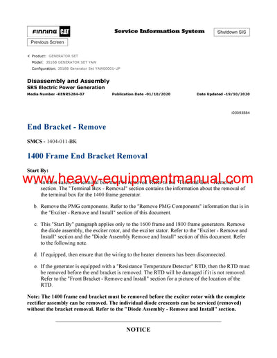 DOWNLOAD CATERPILLAR 3516B GENERATOR SET SERVICE REPAIR MANUAL YAW