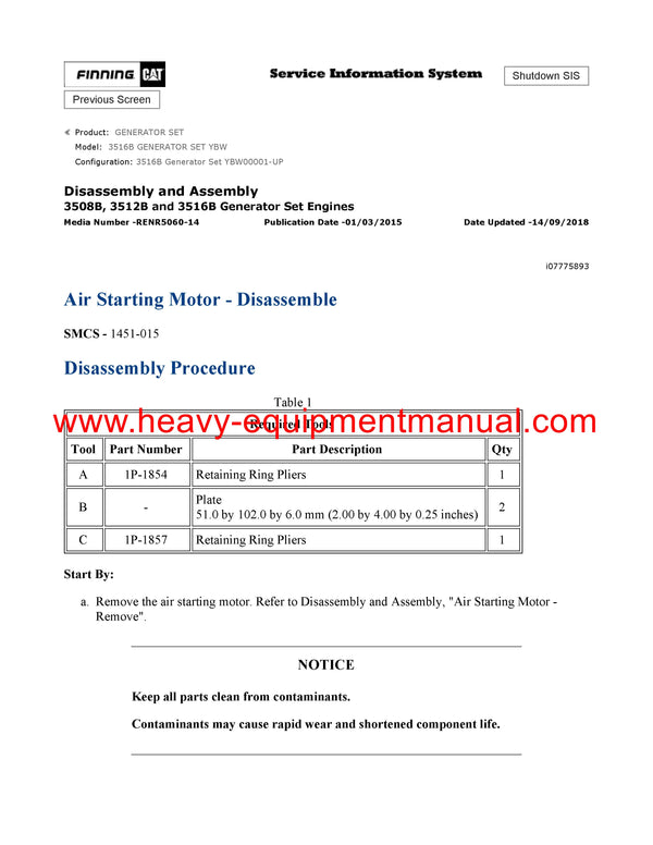 DOWNLOAD CATERPILLAR 3516B GENERATOR SET SERVICE REPAIR MANUAL YBW