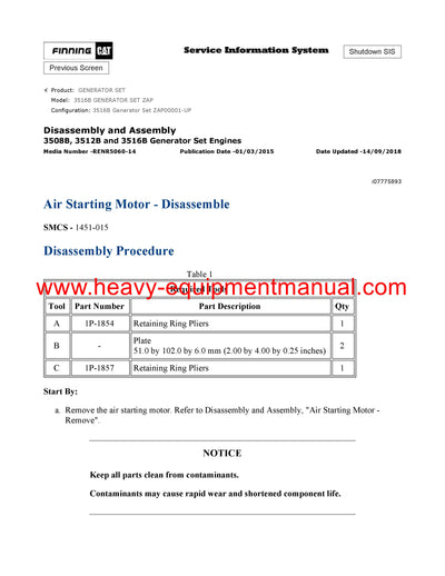 DOWNLOAD CATERPILLAR 3516B GENERATOR SET SERVICE REPAIR MANUAL ZAP