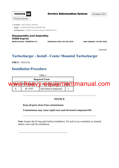 DOWNLOAD CATERPILLAR 3516B INDUSTRIAL ENGINE SERVICE REPAIR MANUAL 9WF
