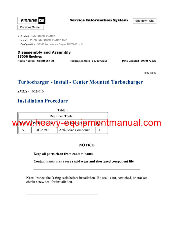 DOWNLOAD CATERPILLAR 3516B INDUSTRIAL ENGINE SERVICE REPAIR MANUAL 9WF