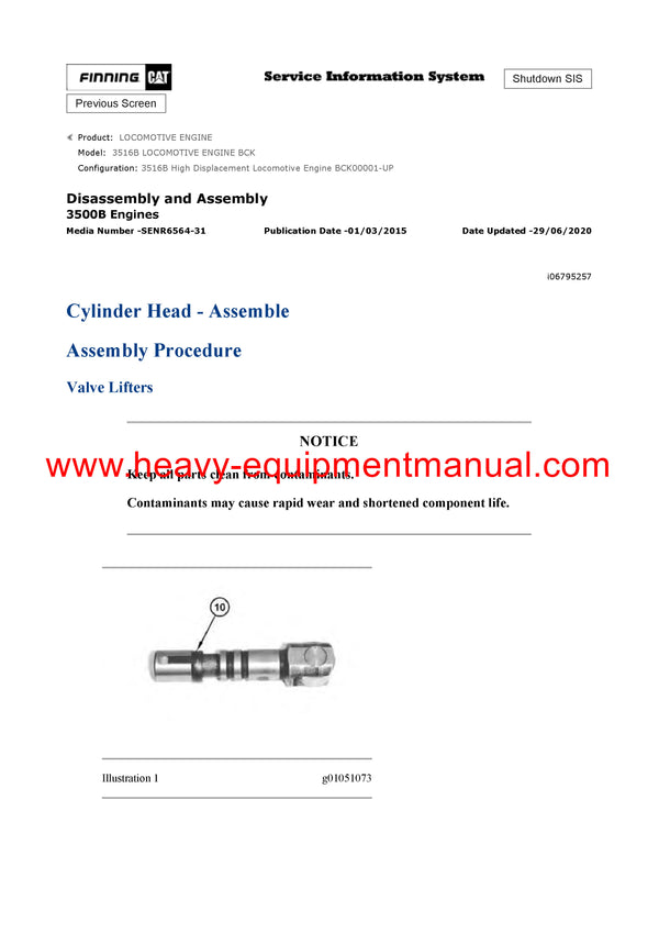 DOWNLOAD CATERPILLAR 3516B LOCOMOTIVE ENGINE SERVICE REPAIR MANUAL BCK