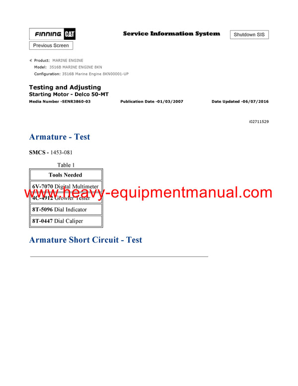 DOWNLOAD CATERPILLAR 3516B MARINE ENGINE SERVICE REPAIR MANUAL 8KN