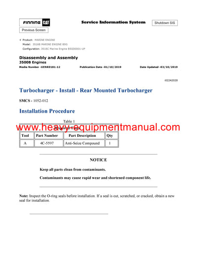 DOWNLOAD CATERPILLAR 3516B MARINE ENGINE SERVICE REPAIR MANUAL B5G