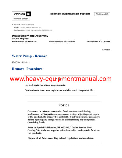 DOWNLOAD CATERPILLAR 3516B MARINE ENGINE SERVICE REPAIR MANUAL S2T