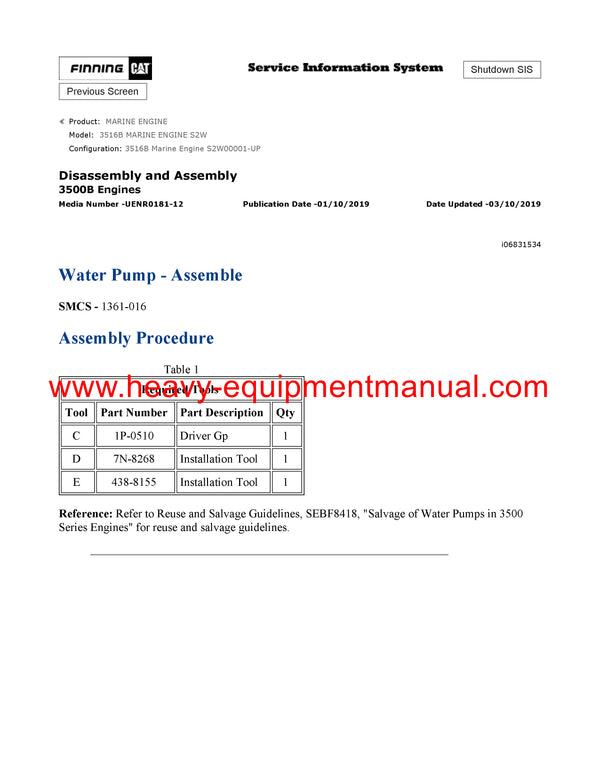 DOWNLOAD CATERPILLAR 3516B MARINE ENGINE SERVICE REPAIR MANUAL S2W