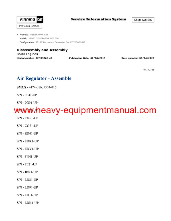 DOWNLOAD CATERPILLAR 3516C GENERATOR SET SERVICE REPAIR MANUAL EDY