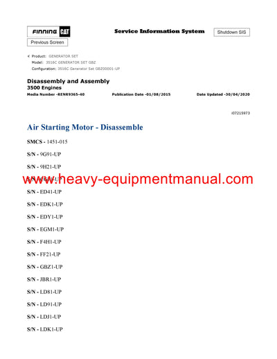 DOWNLOAD CATERPILLAR 3516C GENERATOR SET SERVICE REPAIR MANUAL GBZ