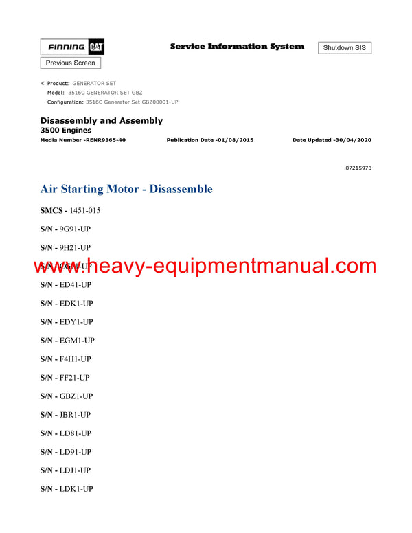 DOWNLOAD CATERPILLAR 3516C GENERATOR SET SERVICE REPAIR MANUAL GBZ