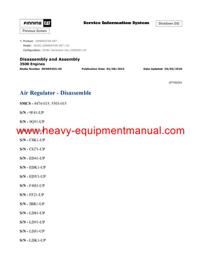DOWNLOAD CATERPILLAR 3516C GENERATOR SET SERVICE REPAIR MANUAL LY6