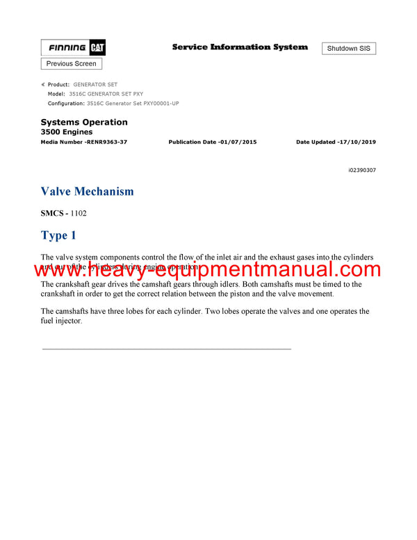 DOWNLOAD CATERPILLAR 3516C GENERATOR SET SERVICE REPAIR MANUAL PXY