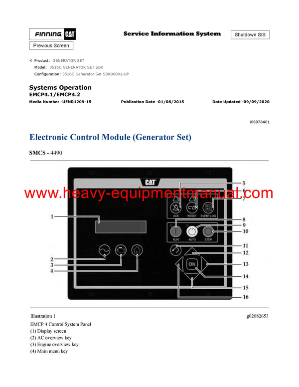 DOWNLOAD CATERPILLAR 3516C GENERATOR SET SERVICE REPAIR MANUAL SBK