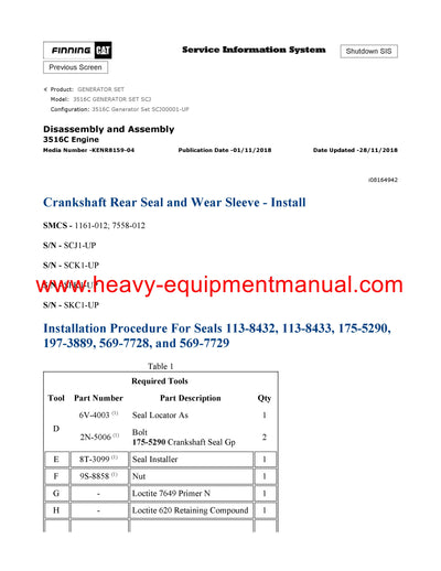 DOWNLOAD CATERPILLAR 3516C GENERATOR SET SERVICE REPAIR MANUAL SCJ