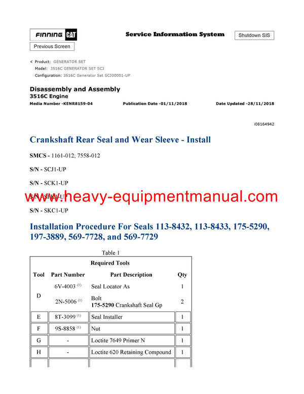 DOWNLOAD CATERPILLAR 3516C GENERATOR SET SERVICE REPAIR MANUAL SCJ