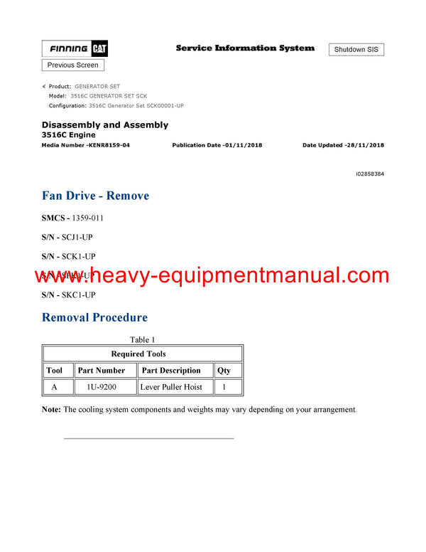 DOWNLOAD CATERPILLAR 3516C GENERATOR SET SERVICE REPAIR MANUAL SCK