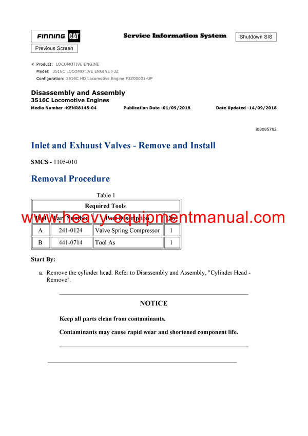 DOWNLOAD CATERPILLAR 3516C LOCOMOTIVE ENGINE SERVICE REPAIR MANUAL F3Z