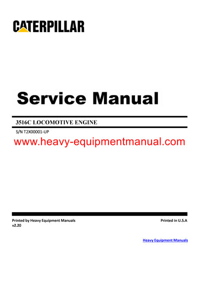 DOWNLOAD CATERPILLAR 3516C LOCOMOTIVE ENGINE SERVICE REPAIR MANUAL T2X