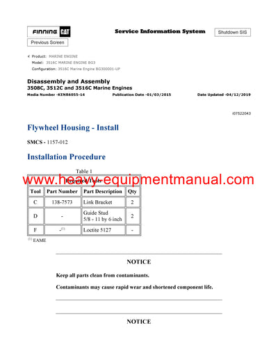 DOWNLOAD CATERPILLAR 3516C MARINE ENGINE SERVICE REPAIR MANUAL BG3