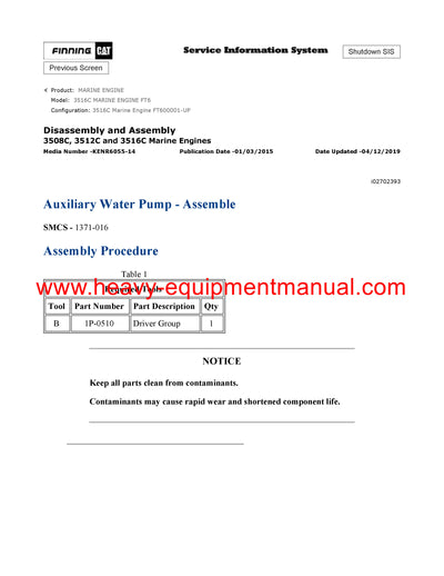 DOWNLOAD CATERPILLAR 3516C MARINE ENGINE SERVICE REPAIR MANUAL FT6