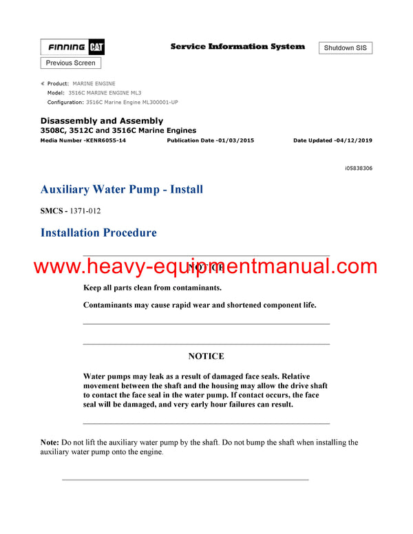 DOWNLOAD CATERPILLAR 3516C MARINE ENGINE SERVICE REPAIR MANUAL ML3