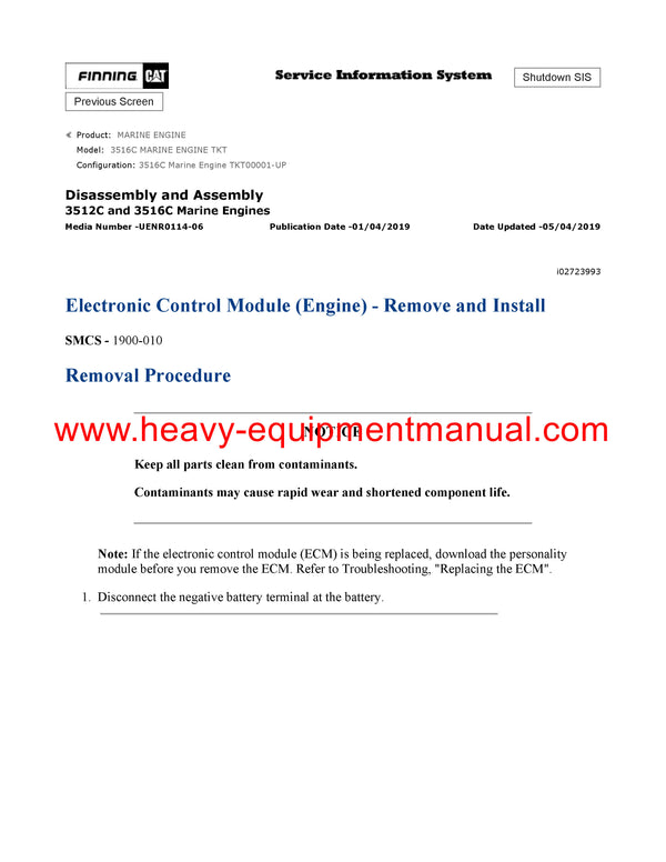 DOWNLOAD CATERPILLAR 3516C MARINE ENGINE SERVICE REPAIR MANUAL TKT