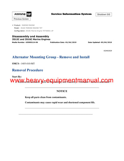 DOWNLOAD CATERPILLAR 3516C MARINE ENGINE SERVICE REPAIR MANUAL TKT