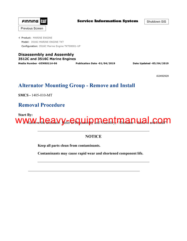 DOWNLOAD CATERPILLAR 3516C MARINE ENGINE SERVICE REPAIR MANUAL TKT