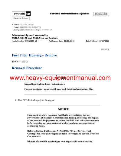 DOWNLOAD CATERPILLAR 3516C MARINE ENGINE SERVICE REPAIR MANUAL TT6