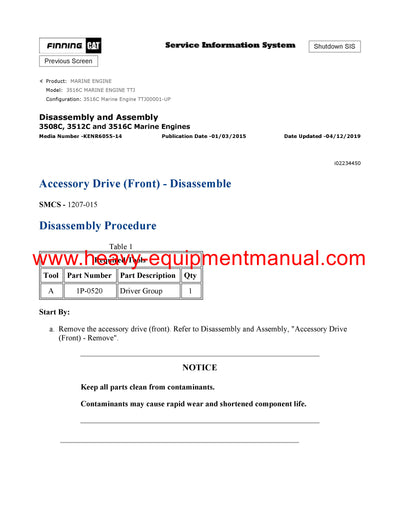 DOWNLOAD CATERPILLAR 3516C MARINE ENGINE SERVICE REPAIR MANUAL TTJ