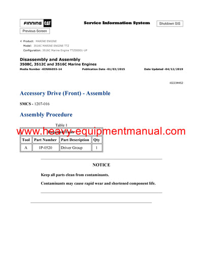 DOWNLOAD CATERPILLAR 3516C MARINE ENGINE SERVICE REPAIR MANUAL TTZ