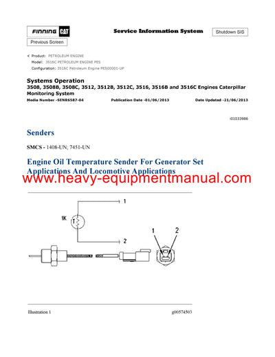 DOWNLOAD CATERPILLAR 3516C PETROLEUM ENGINE SERVICE REPAIR MANUAL PES