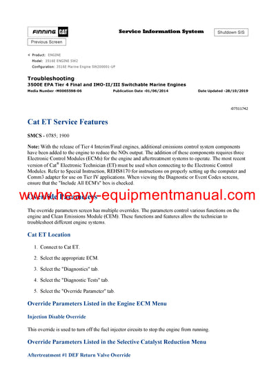 DOWNLOAD CATERPILLAR 3516E ENGINE SERVICE REPAIR MANUAL SW2