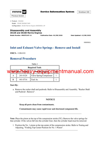 DOWNLOAD CATERPILLAR 3516E ENGINE SERVICE REPAIR MANUAL SW5