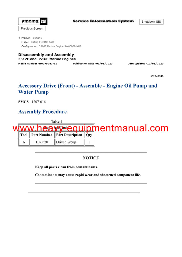 DOWNLOAD CATERPILLAR 3516E ENGINE SERVICE REPAIR MANUAL SW6