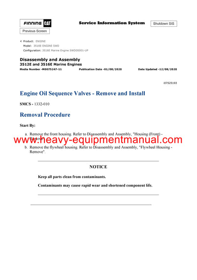 DOWNLOAD CATERPILLAR 3516E ENGINE SERVICE REPAIR MANUAL SWD